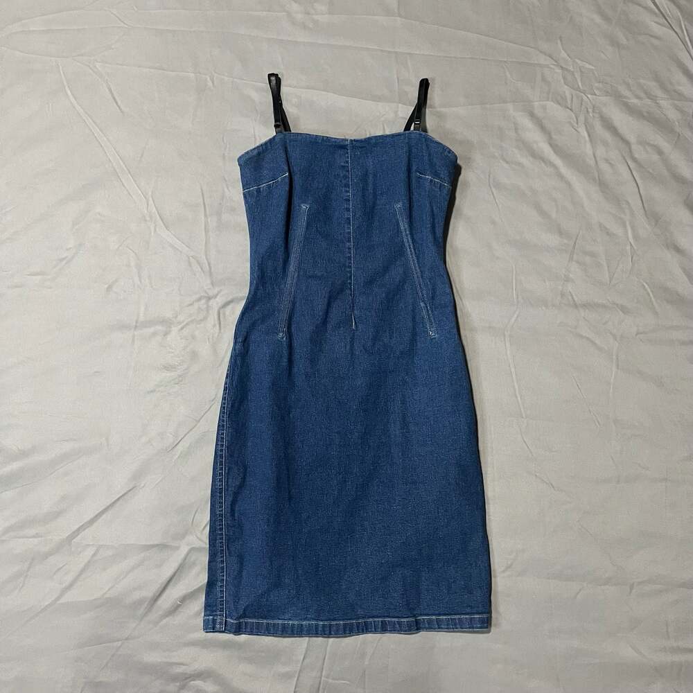 American Eagle Denim Midi Dress with Adjustable Straps